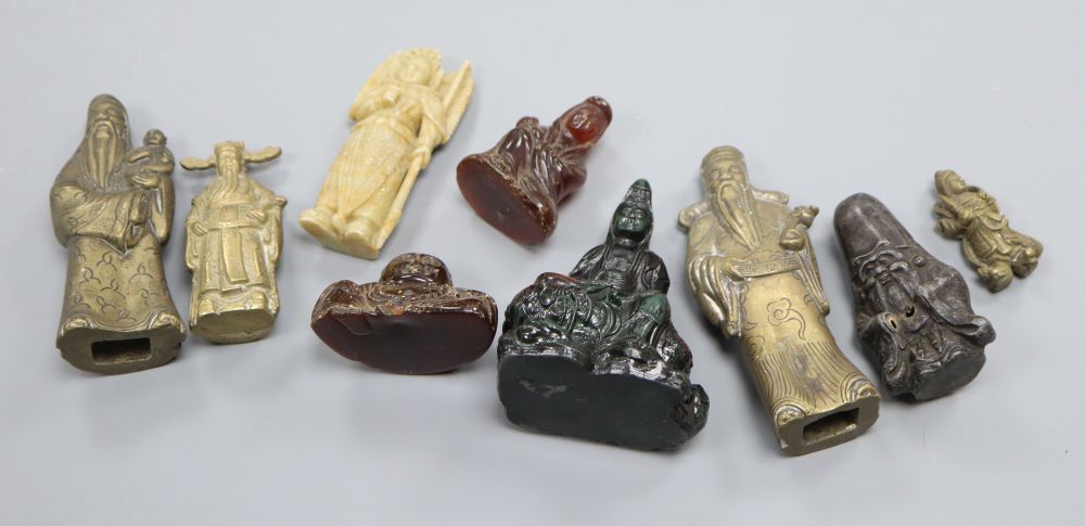 A group of Chinese metalware and stone deities (9)